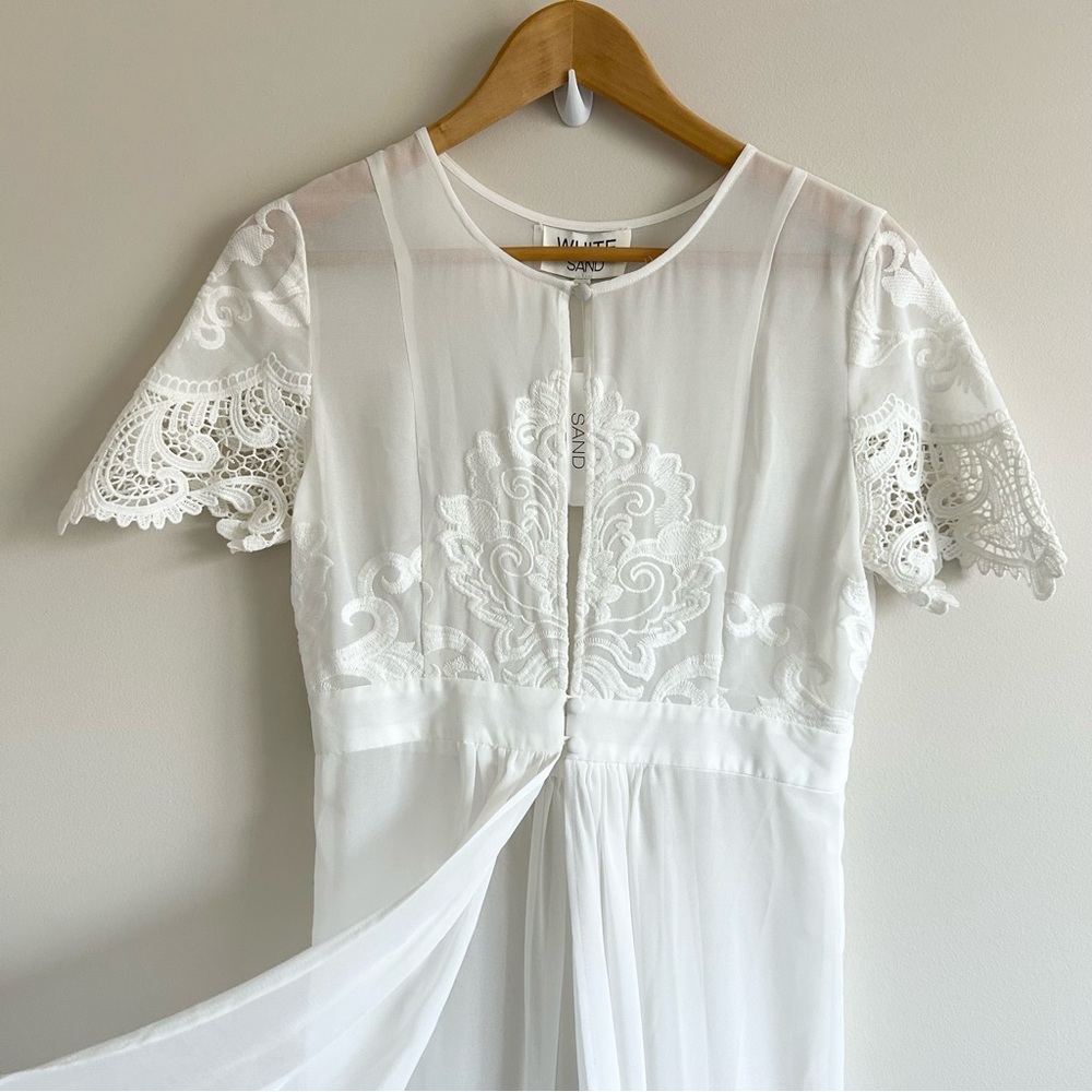 BHLDN White Sand Embroidered Lace Olivia Ethereal Robe Large - Picture 7 of 11